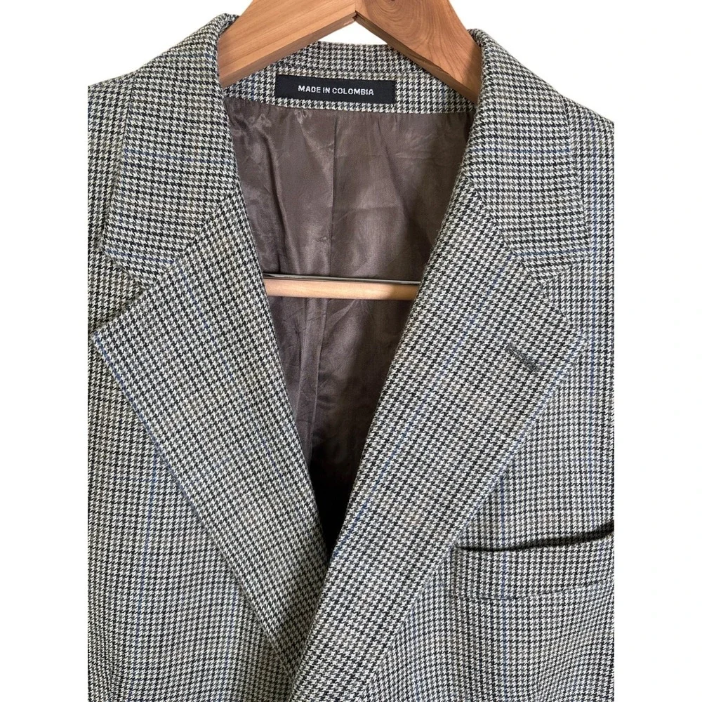 Lauren Ralph Lauren Sz 46 Houndstooth Plaid Blazer Lined Silk Blend Sport‎ Coat